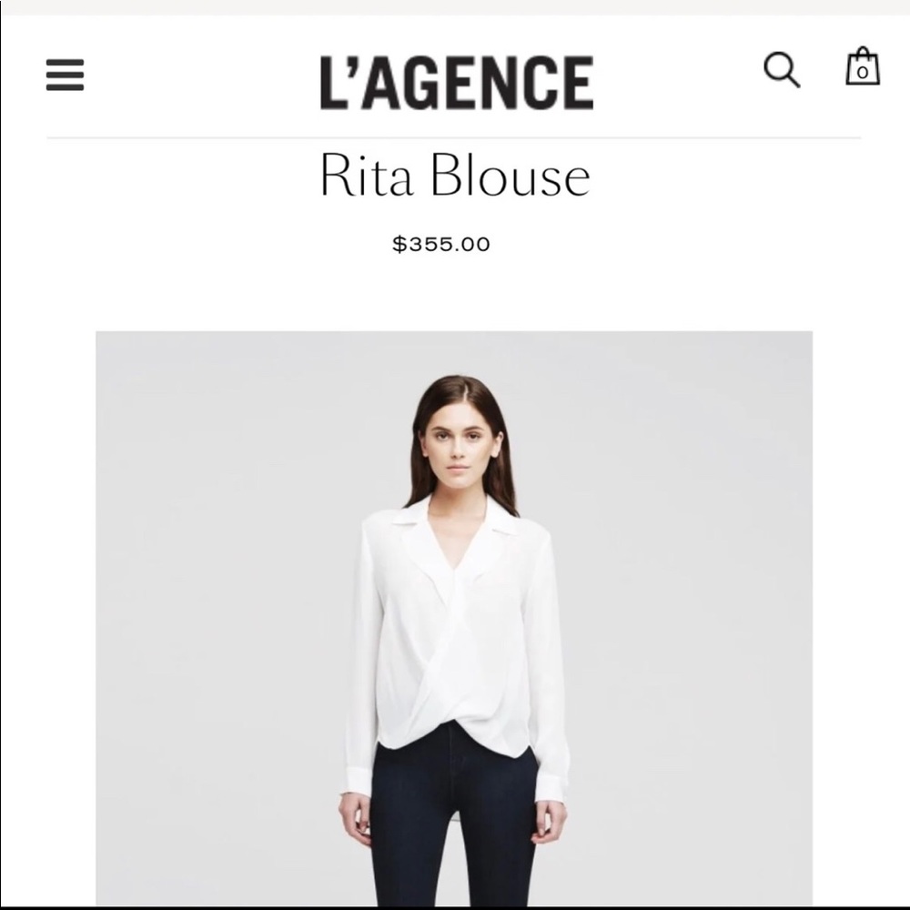 L’agence White Silk ‘Rita’ Blouse XS